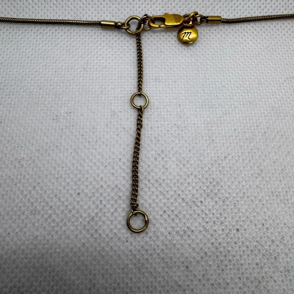 Madewell Necklace Gold Tone Half Circle Fringe Snake Chain Adjustable 20" - Picture 6 of 8